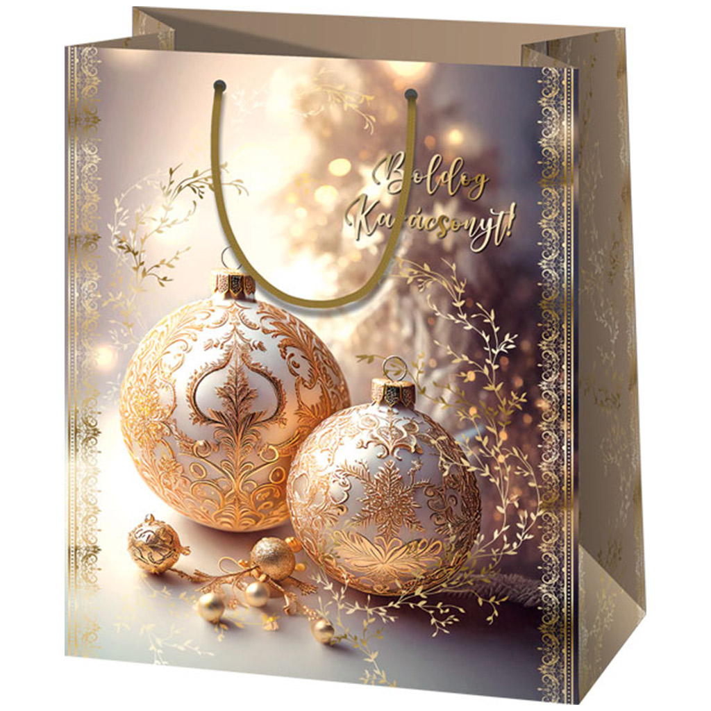 Cardex: Arany díszek nagy méretű ajándéktáska 26x13x33cm kép 1