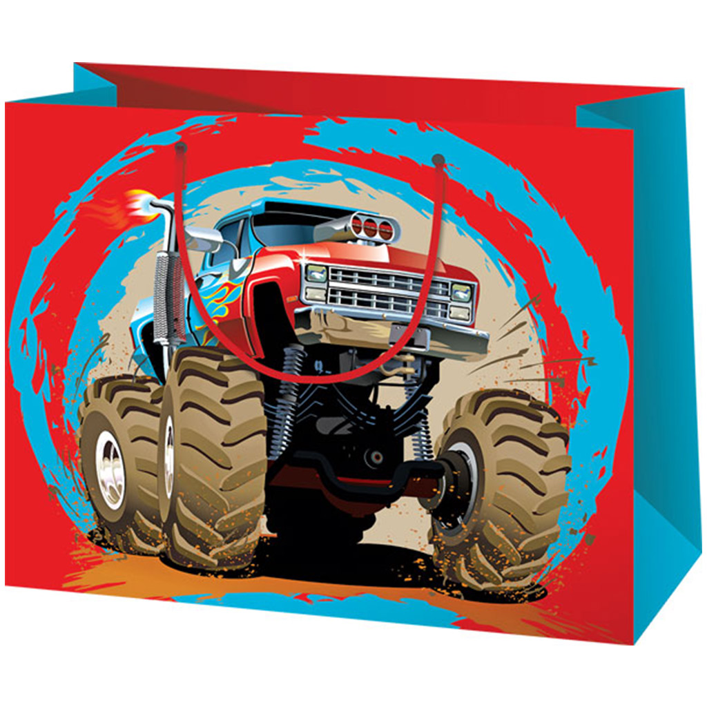 Cardex: Veľká darčeková taška s motívom Monster Truck auta 26,7x13,7x33 cm