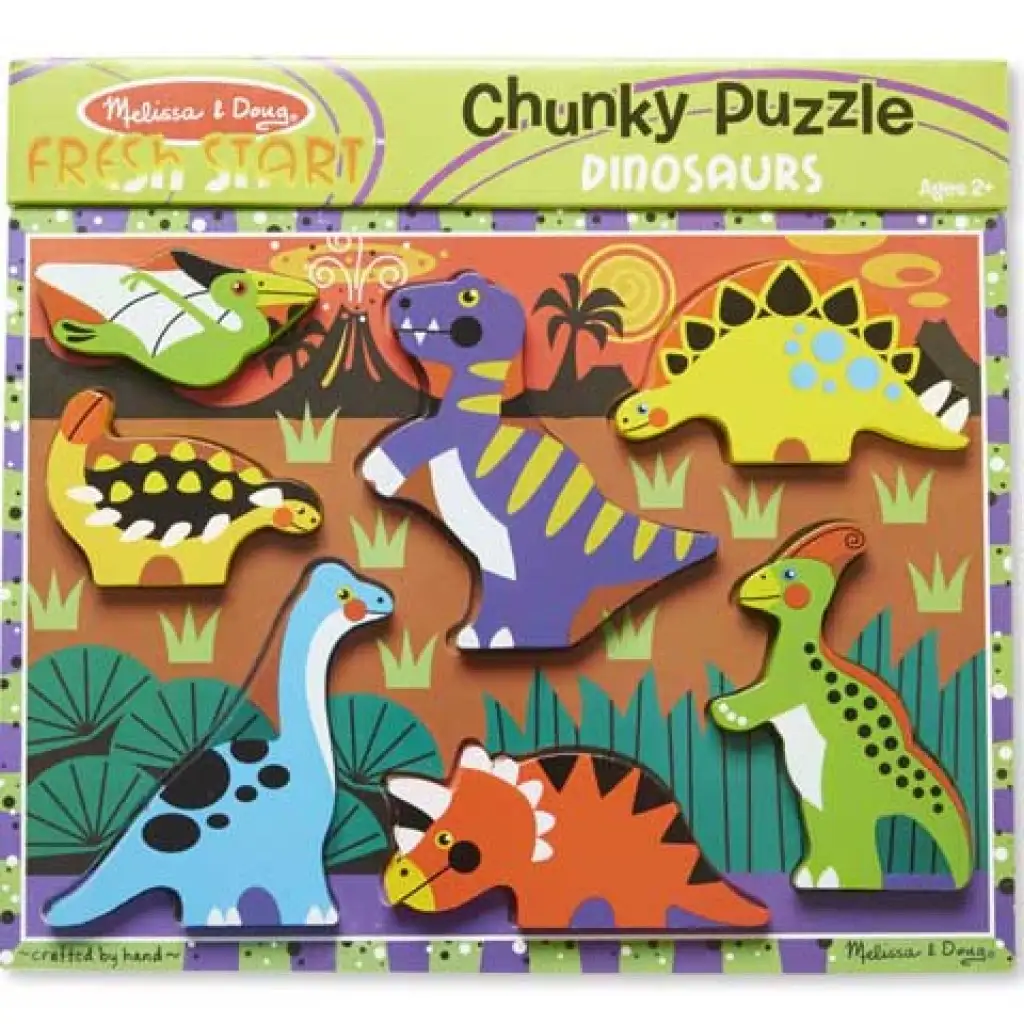 Ľahko uchopiteľné, drevené forma puzzle Dinosaury - Melissa & Doug