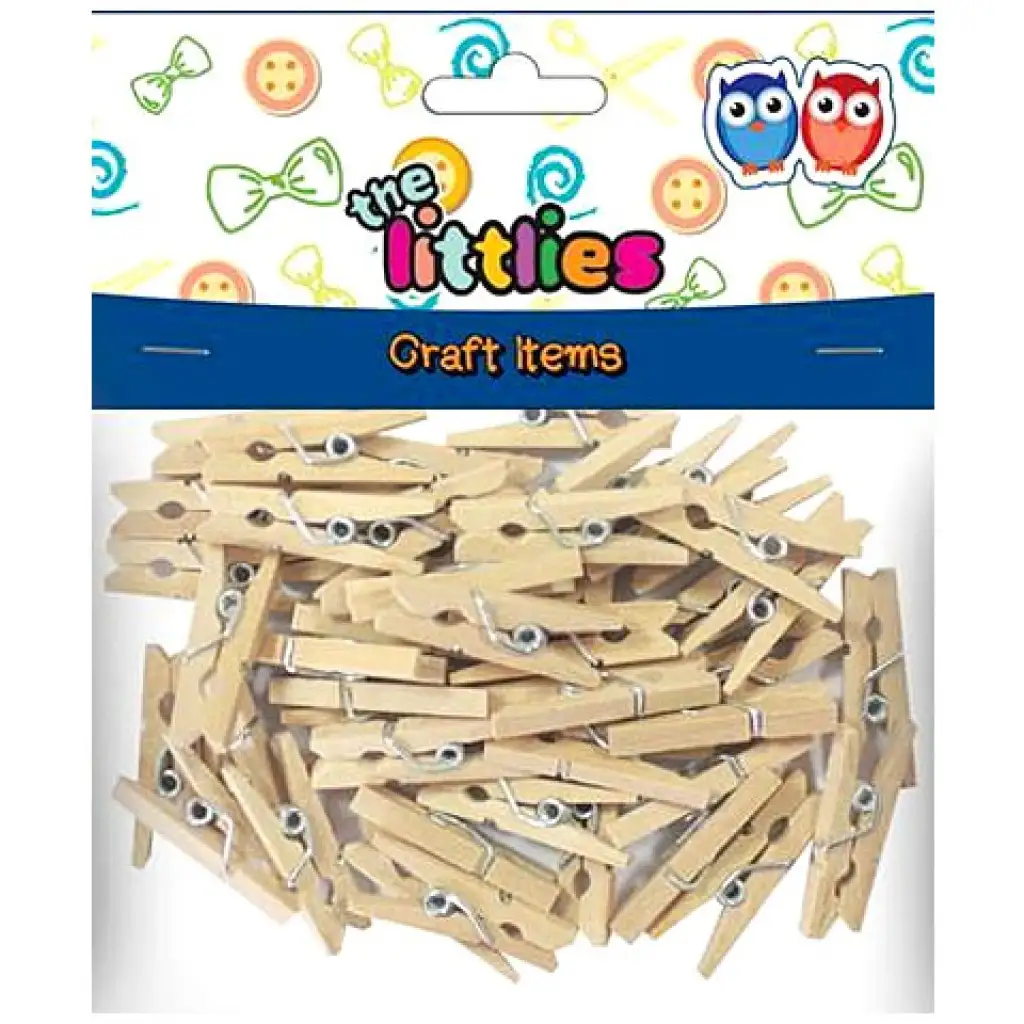 Prírodné drevené štipce 25mm 45ks