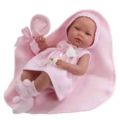 Novorodeniatko dievčatko v čiapočke so zaväzovaním pod krčkom 38cm