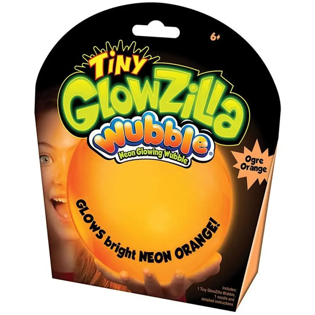 Tiny Glowzilla Wubble svietiaca neónová bublinková lopta oranžovej farby 30 cm