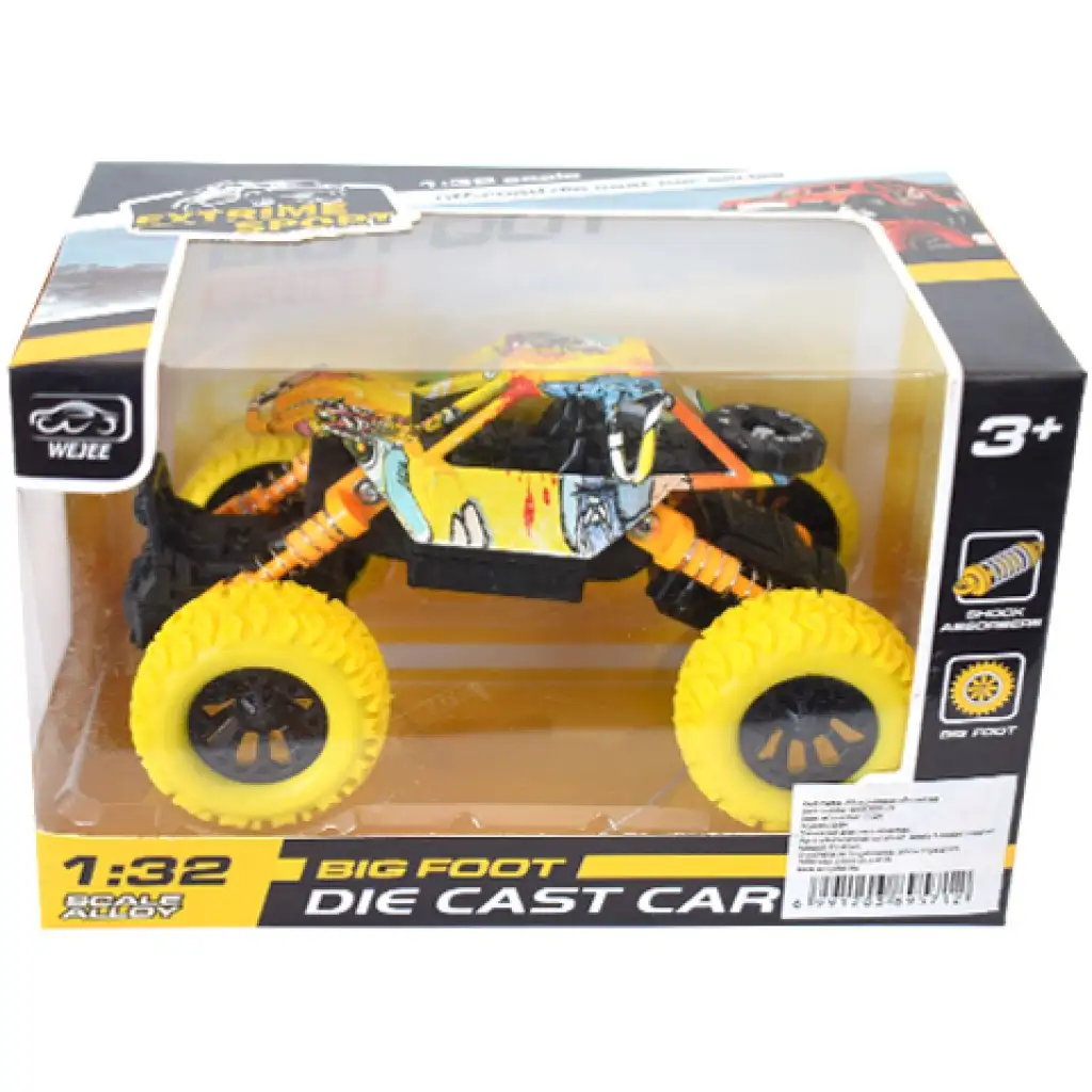 Off-Road naťahovacie žlté rally auto 1/32