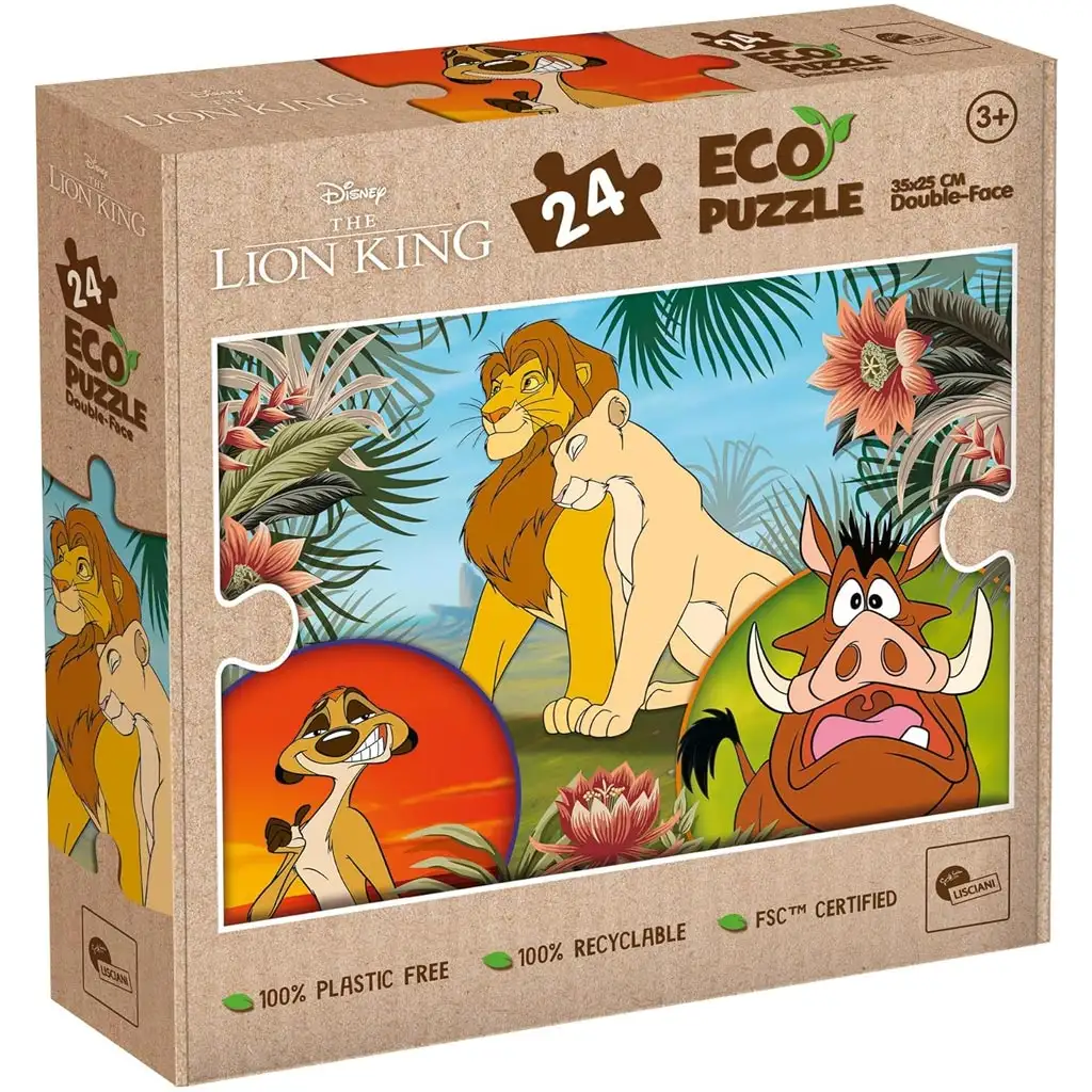 Leví kráľ 2 v 1 24-dielne Eco mini puzzle a omaľovánka 35x25 cm - Lisciani