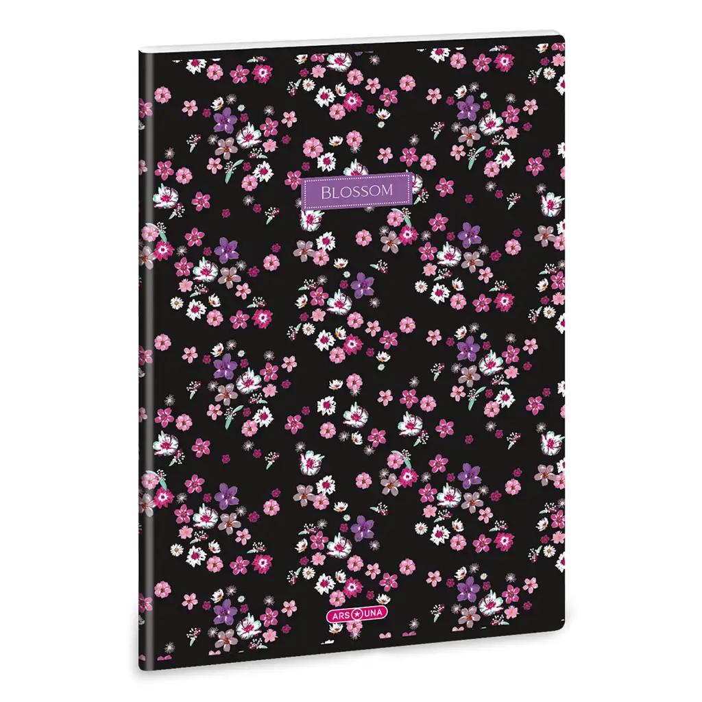Ars Una: Pearl Blossom čierny extra sponkový linajkový zošit A/4