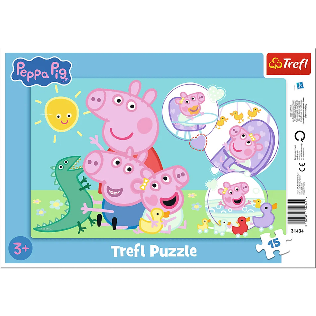 Rodinná zábava s Peppou prasiatkom, 15-dielne rámové puzzle – Trefl