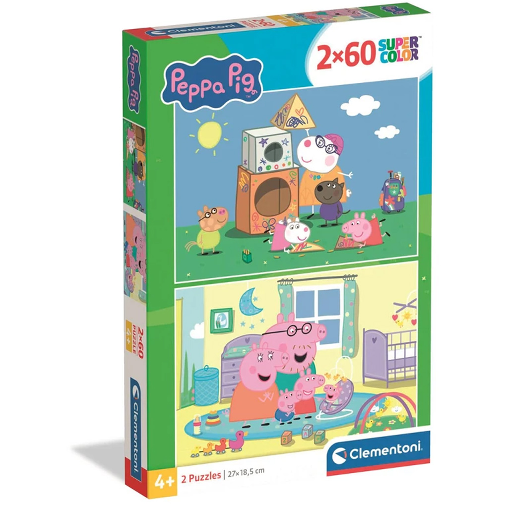 Prasiatko Peppa 2×60-dielne Supercolor puzzle - Clementoni