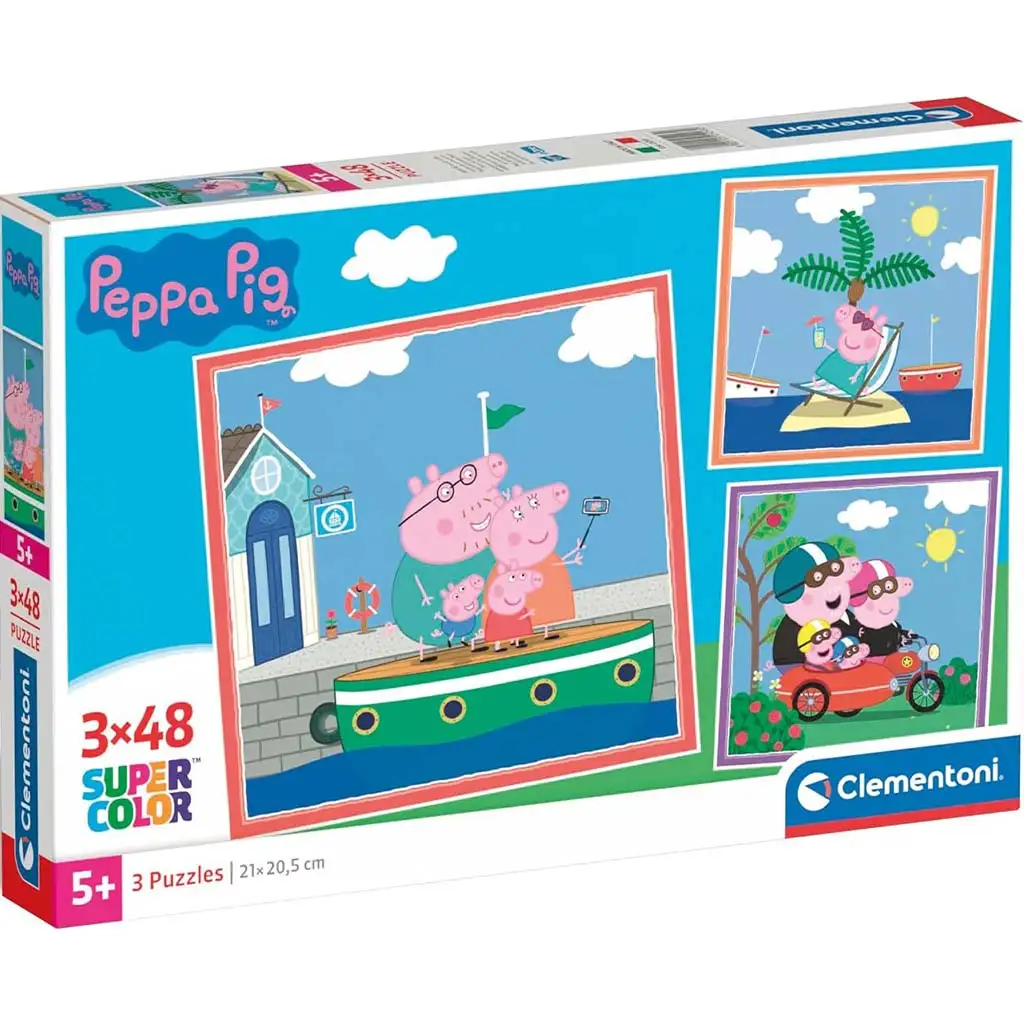Peppa Pig 3x48 dielov puzzle Supercolor - Clementoni