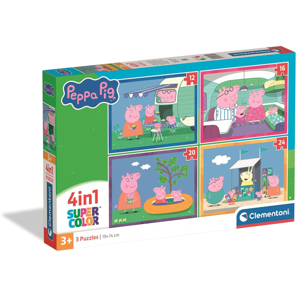 Prasiatko Peppa 4 v 1 Supercolor puzzle - Clementoni