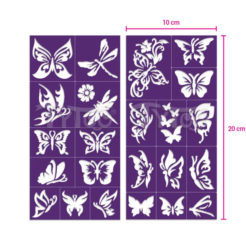 TyToo: Sada šablón na trblietavé tetovanie motýle 23 ks kép 4