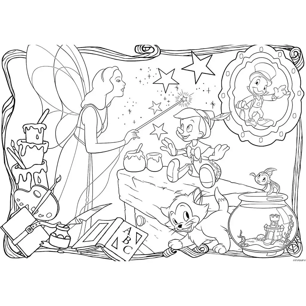 Disney Pinocchio 2 v 1 maxi 24-dielne puzzle a omaľovánka 70x50 cm – Lisciani kép 2