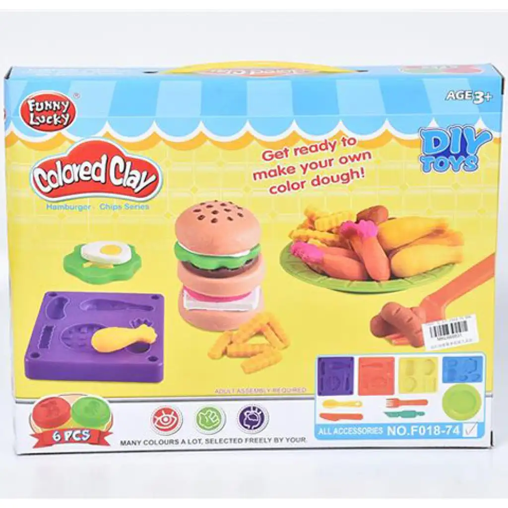 Plastelínový set na prípravu obeda so 6 farebnými plastelínami a formičkami