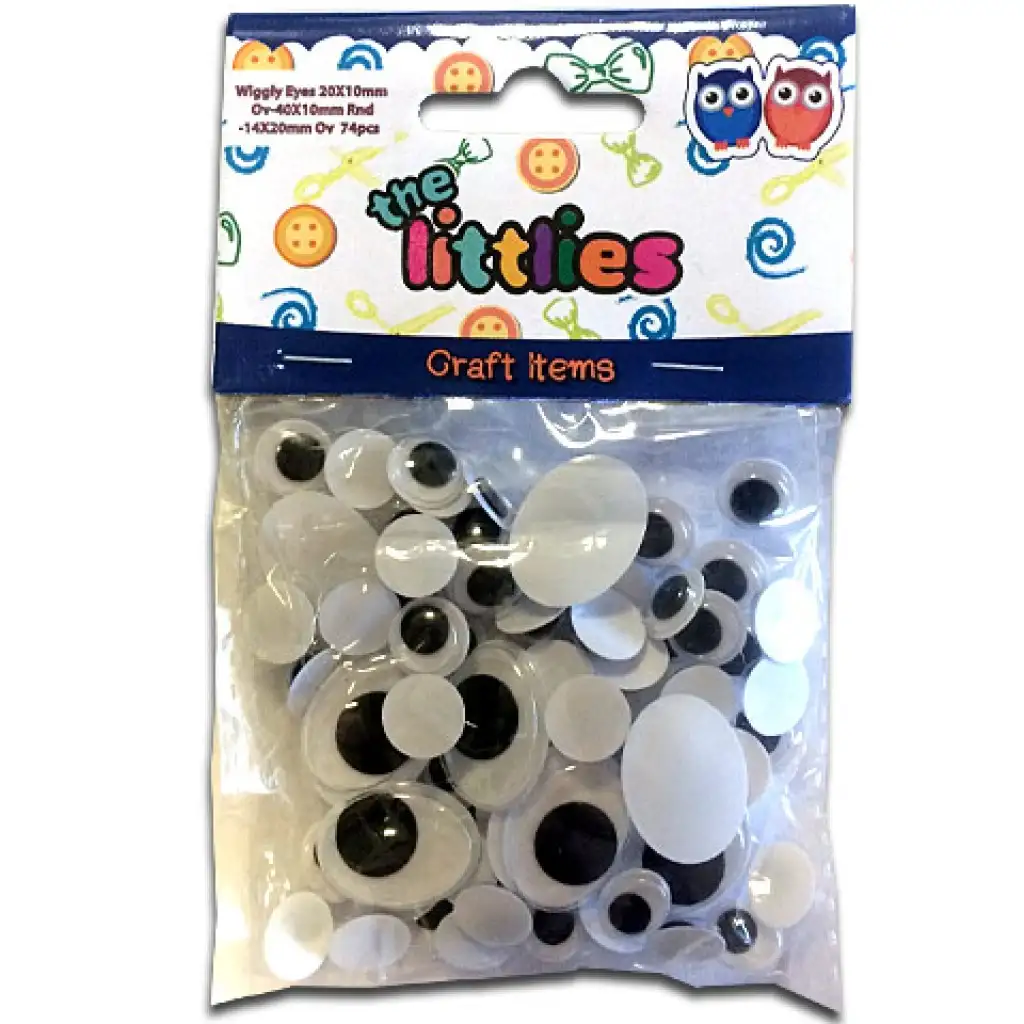 Plastové oči 3 veľkosti 74ks