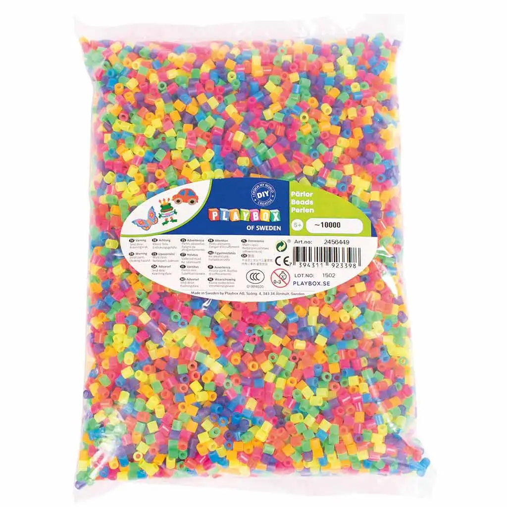 PlayBox: 5mm-es MIDI neon színű vasalható gyöngyök 10.000db-os csomag kép 1