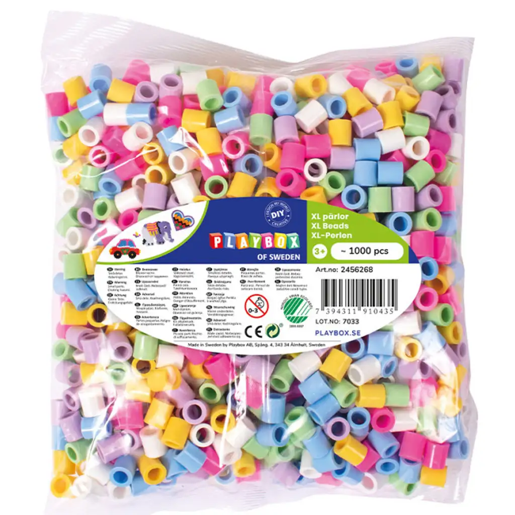 PlayBox: 9mm XL MAXI pastelné zažehľovacie korálky, balenie 1000 ks
