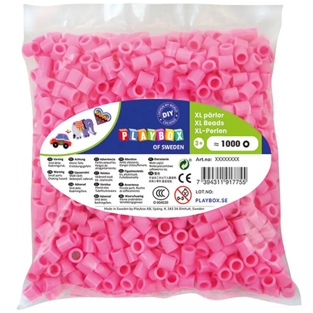 PlayBox: 9mm XL MAXI zažehlovacie korálky 1000 ks balenie v ružovej farbe kép 1