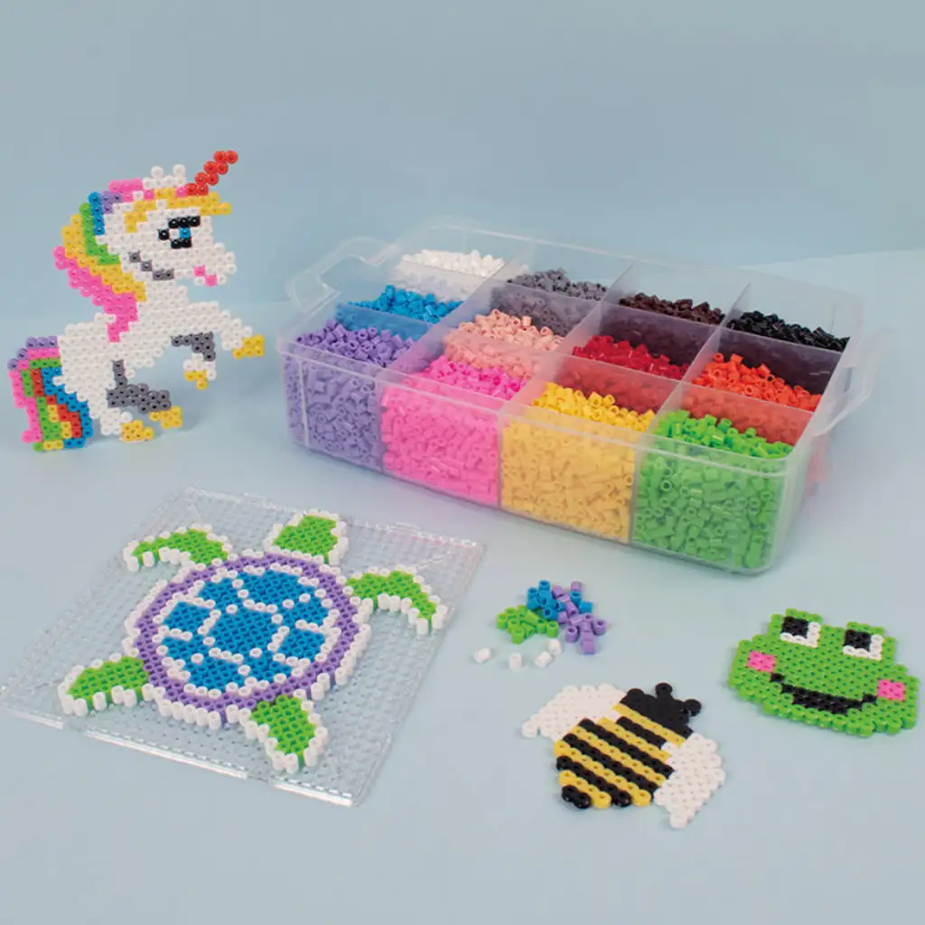 PlayBox: 9 mm XL MAXI zažehlovacie korálky v 12 farbách v úložnom boxe, 12000 ks kép 2