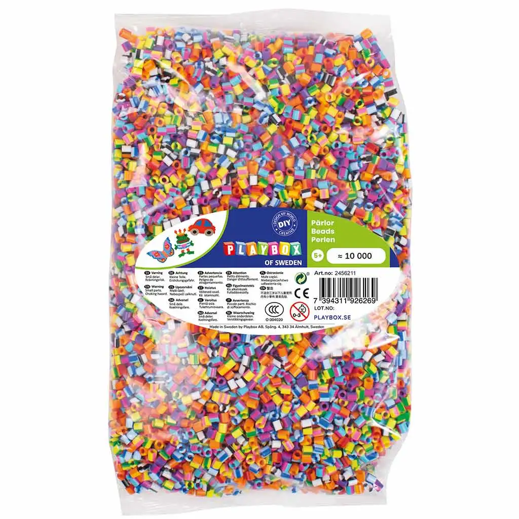 PlayBox: 5mm MIDI žehliace korálky - Prúžkované kusy v balení 10 000 ks