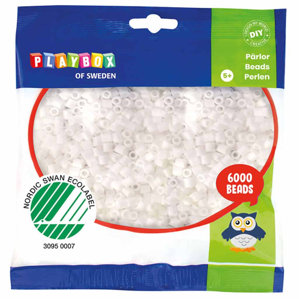 PlayBox: 5mm MIDI žehliace korálky v bielej farbe, balenie 6000 ks.