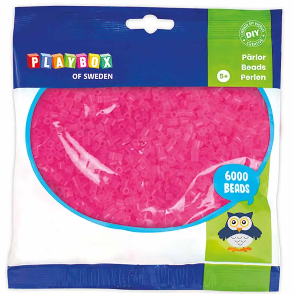PlayBox: 5mm-es MIDI áttetsző vasalható gyöngy pink színben 6000db-os csomag kép 1