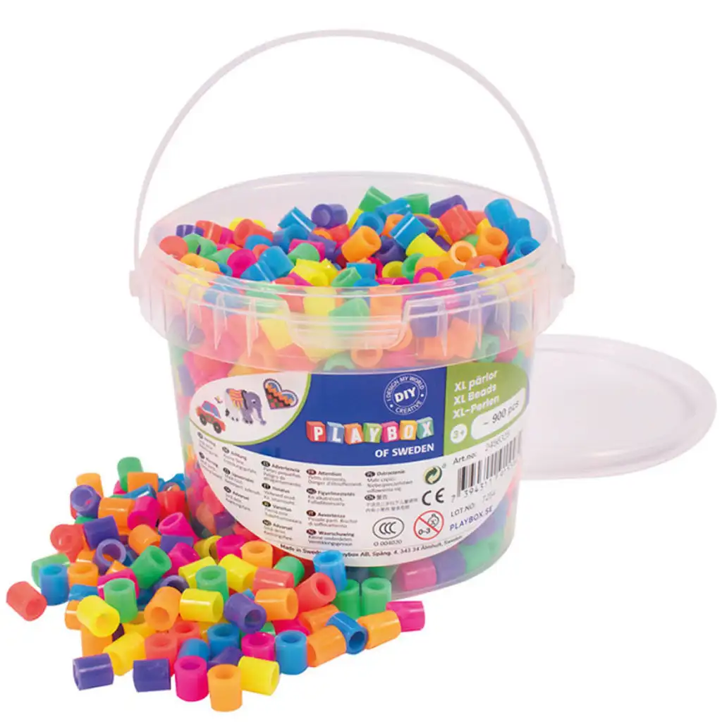 PlayBox: 9mm XL MAXI neónové zažehľovacie korálky v vedre, balenie 900 ks