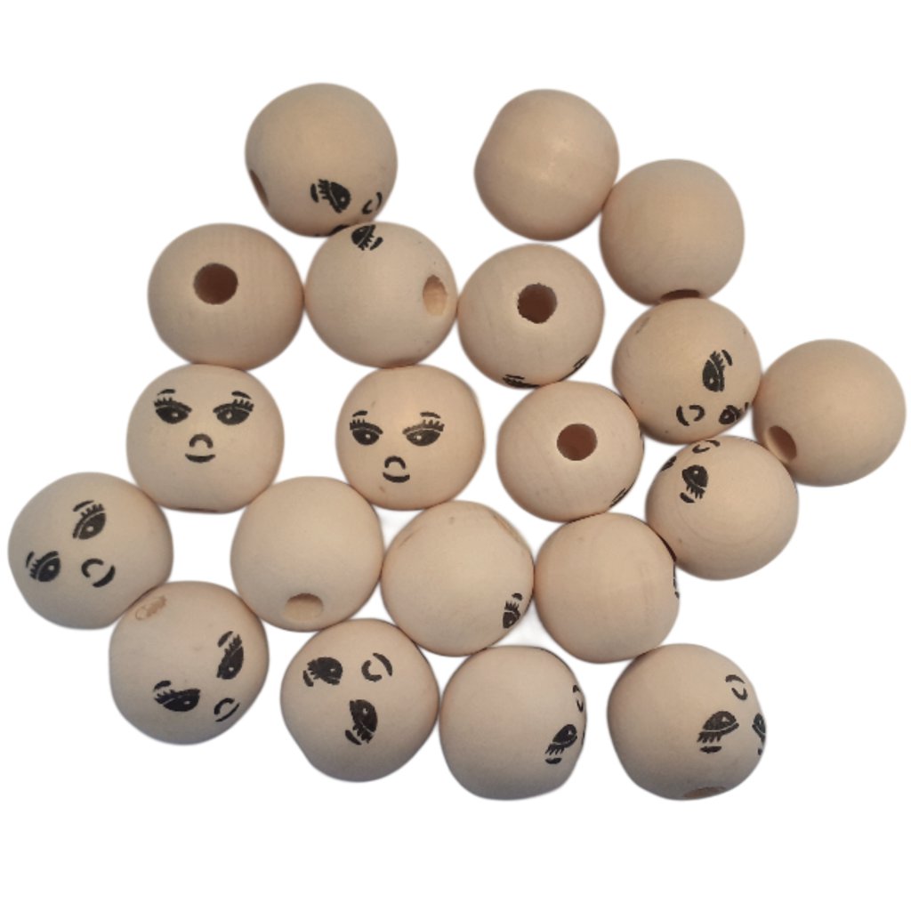 PlayBox: Drevené guličky s rôznymi tvárami, priemer 22 mm, 20 ks