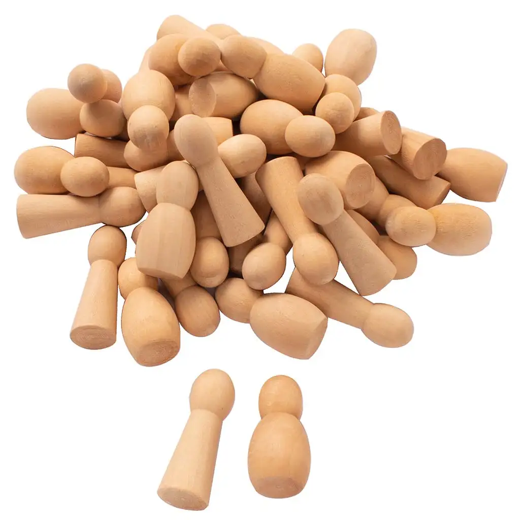 PlayBox: Prírodné drevené bábiky 40x47mm balenie 50 ks