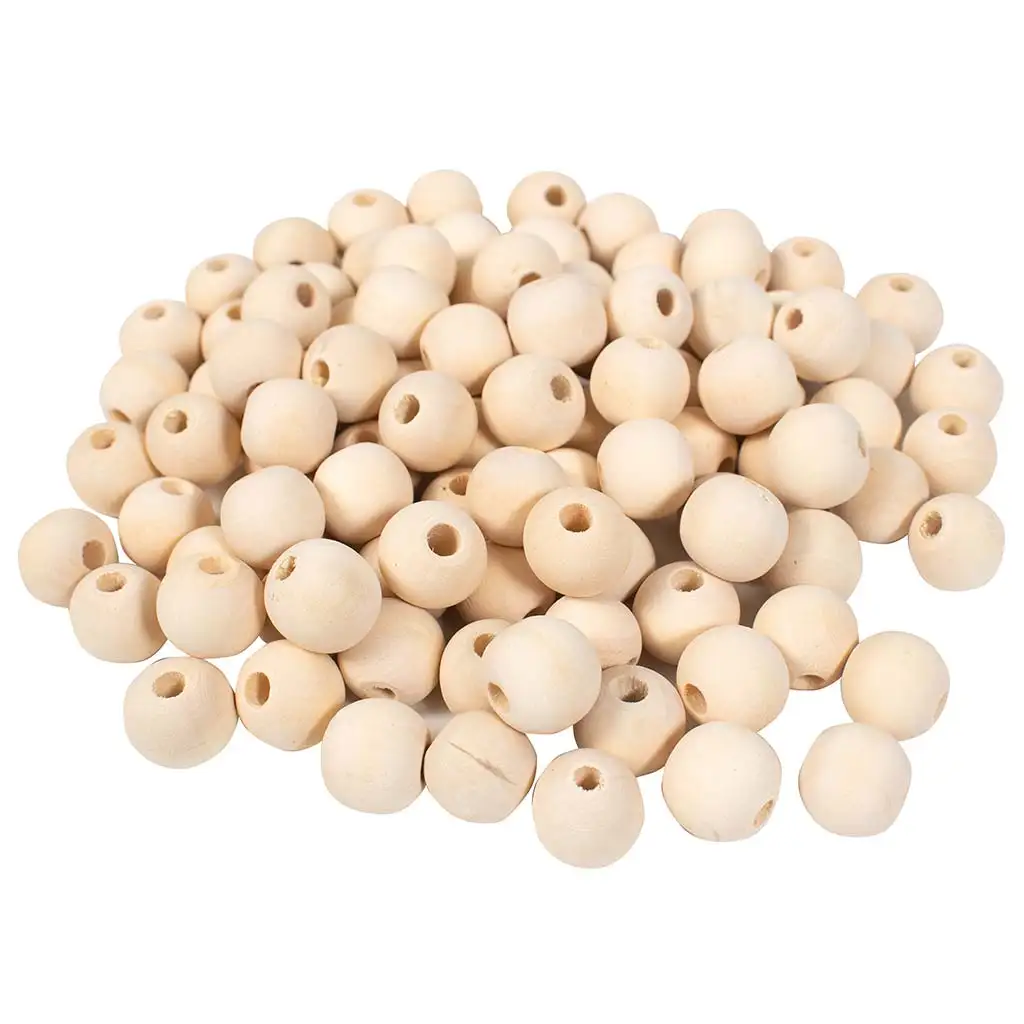 PlayBox: Prírodné drevené korálky s priemerom 20 mm, balenie 100 ks.