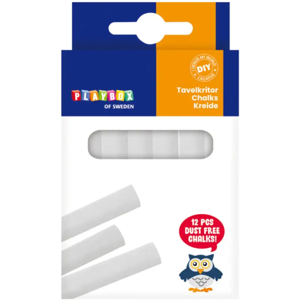 PlayBox: Biela krieda 12ks sada 8cm s priemerom 9mm