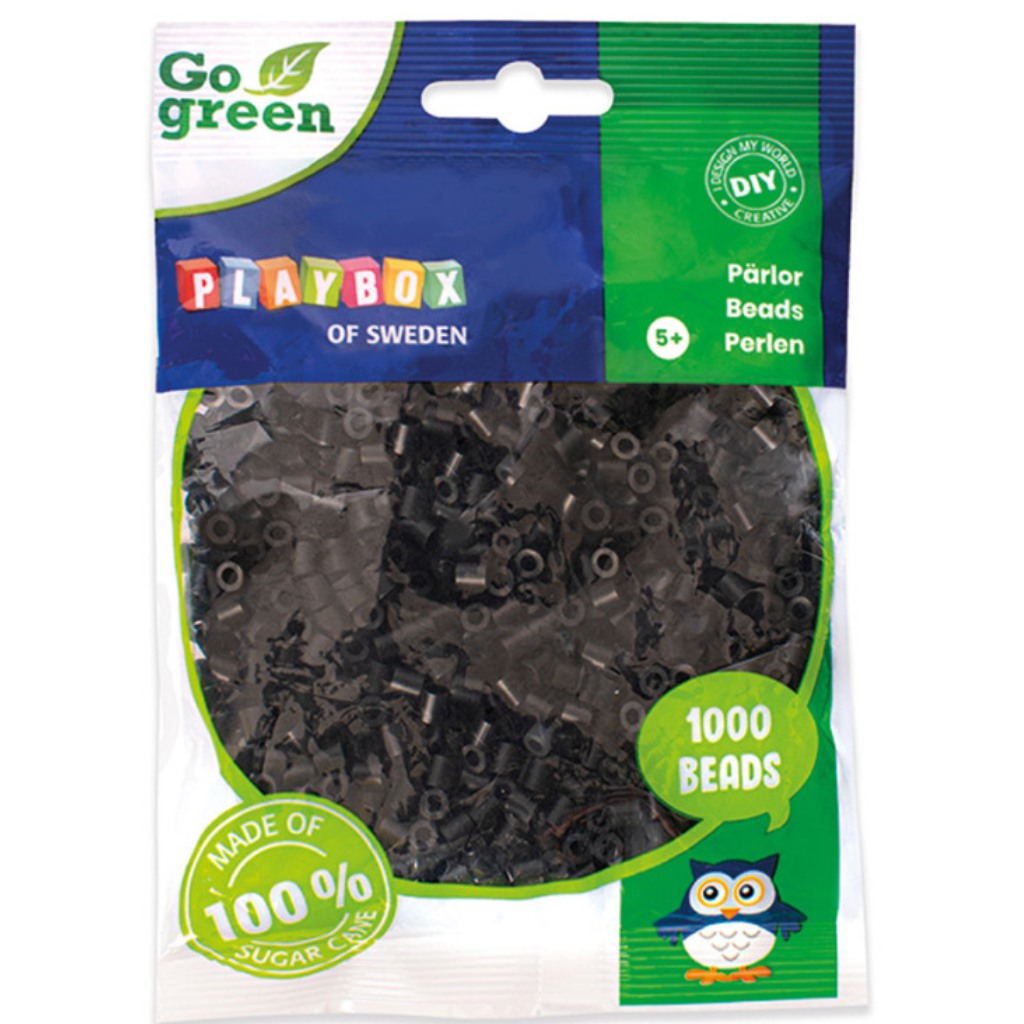 PlayBox: Go Green 5mm-es MIDI vasalható gyöngy 1000db-os fekete színben kép 1