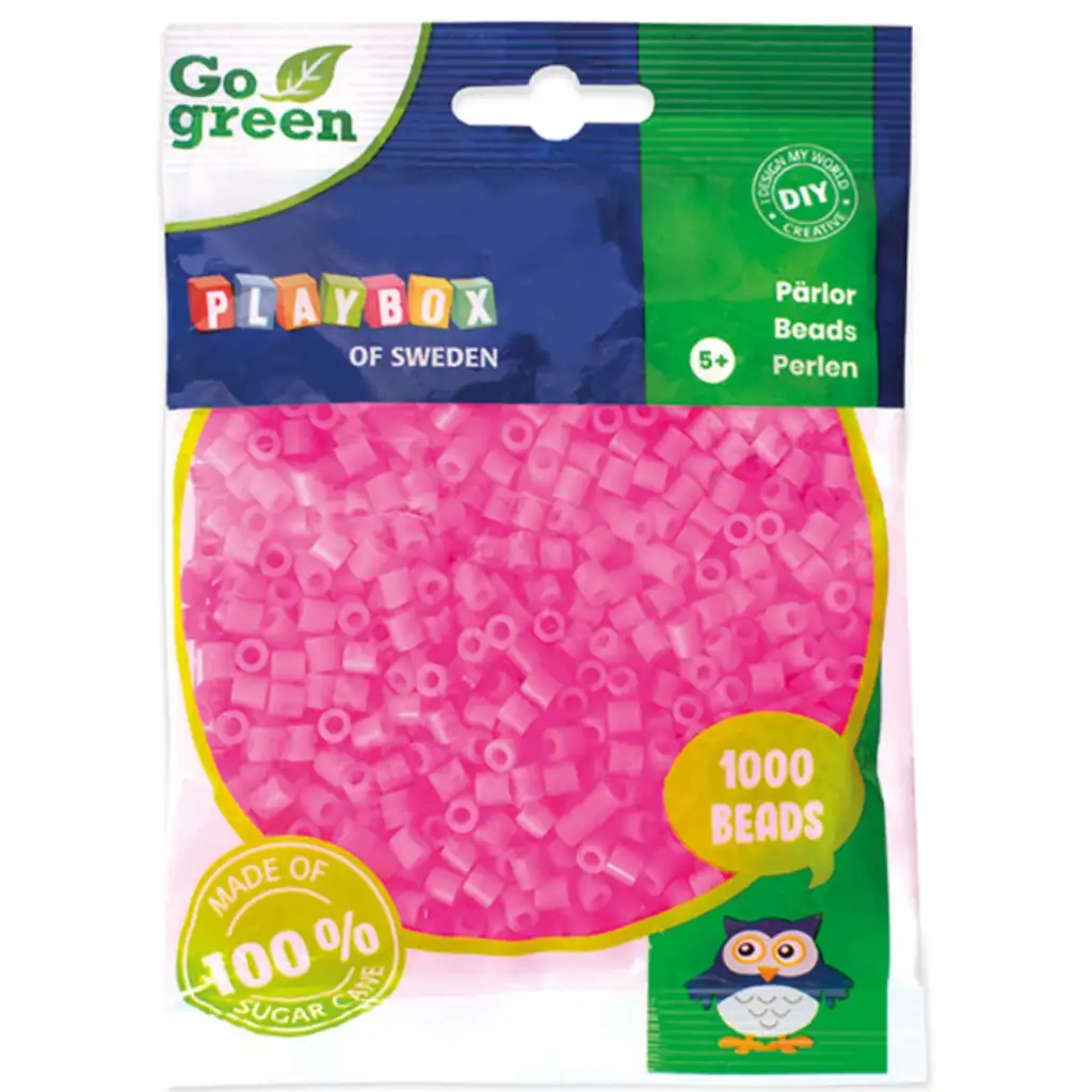 PlayBox: Go Green 5mm MIDI žehliace korálky, 1000 ks, ružová farba