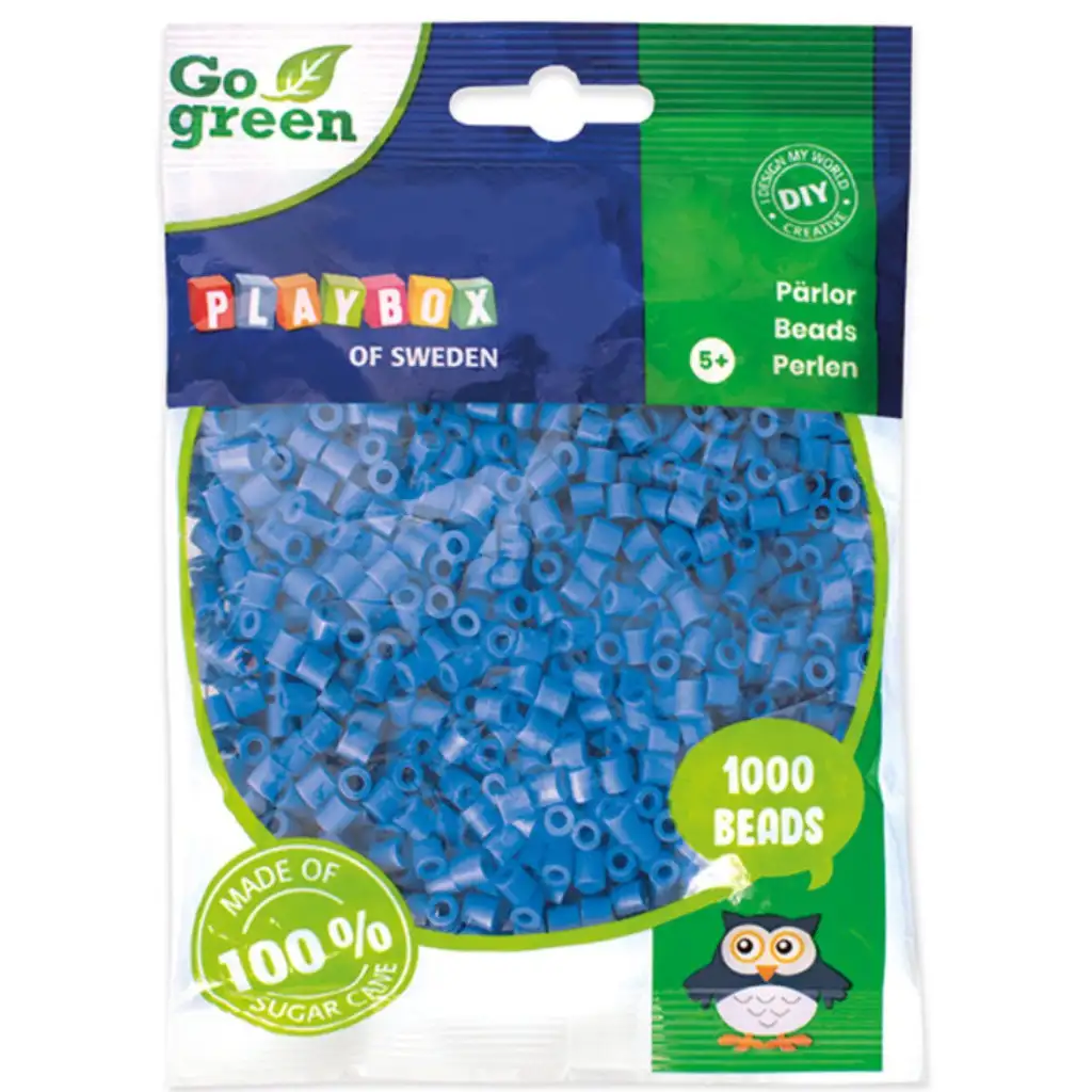 PlayBox: Go Green 5mm MIDI žehliace korálky, 1000 ks, modrá farba