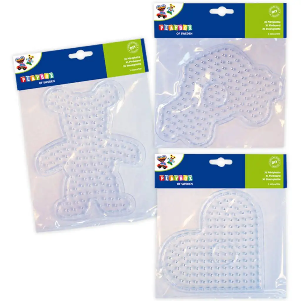 Playbox: XL sada podložiek na zažehľovacie korálky – 3 kusy (medveď, srdce, auto)