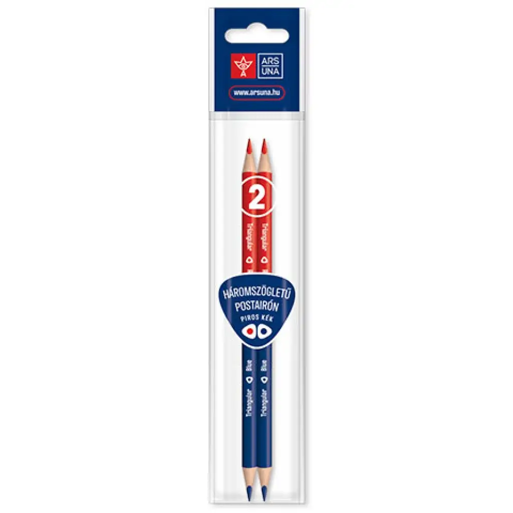 Ars Una: Trojhranná obojstranná ceruzka - modro-červená 2ks
