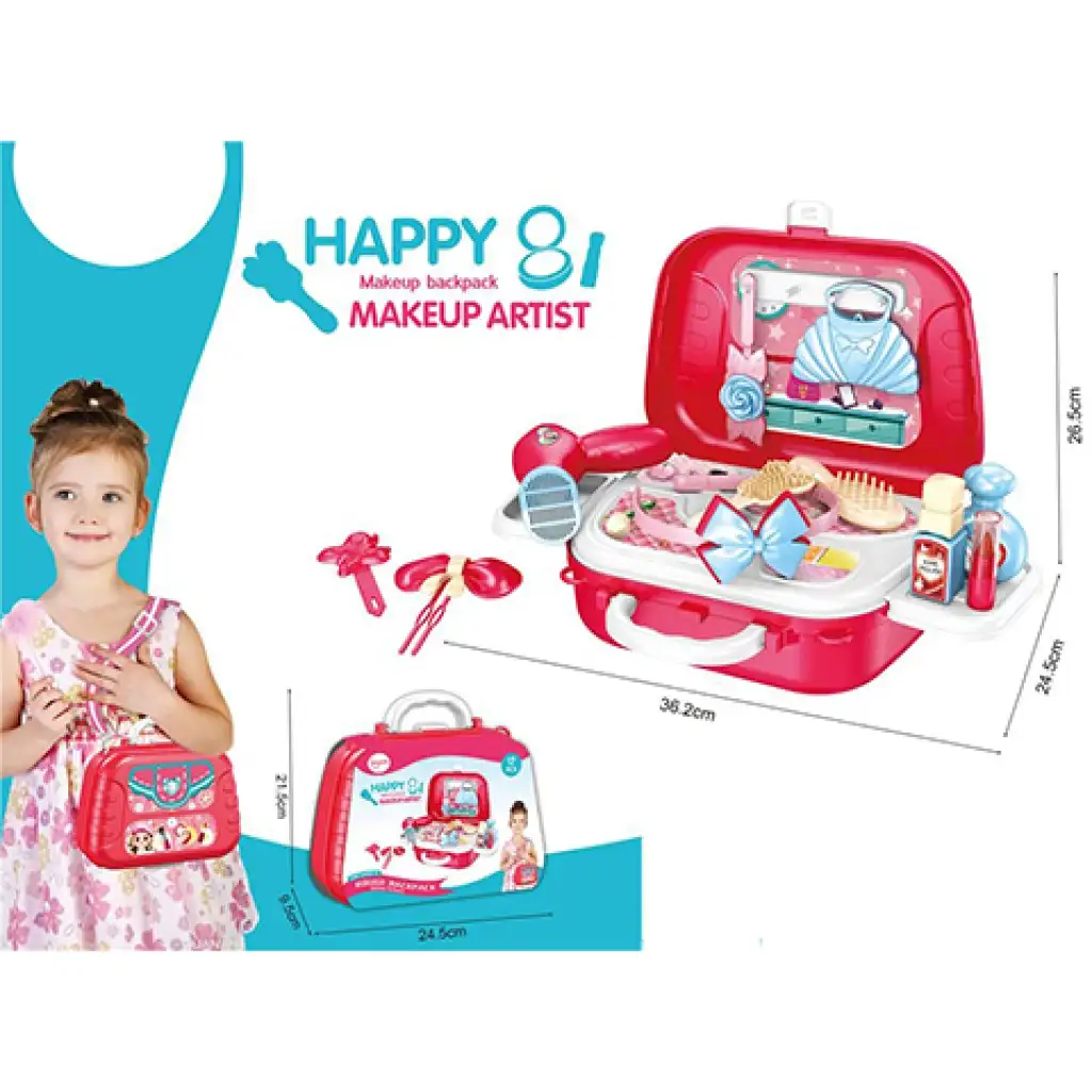 Prenosná červená kadernícka súprava v kufri 17 dielny set