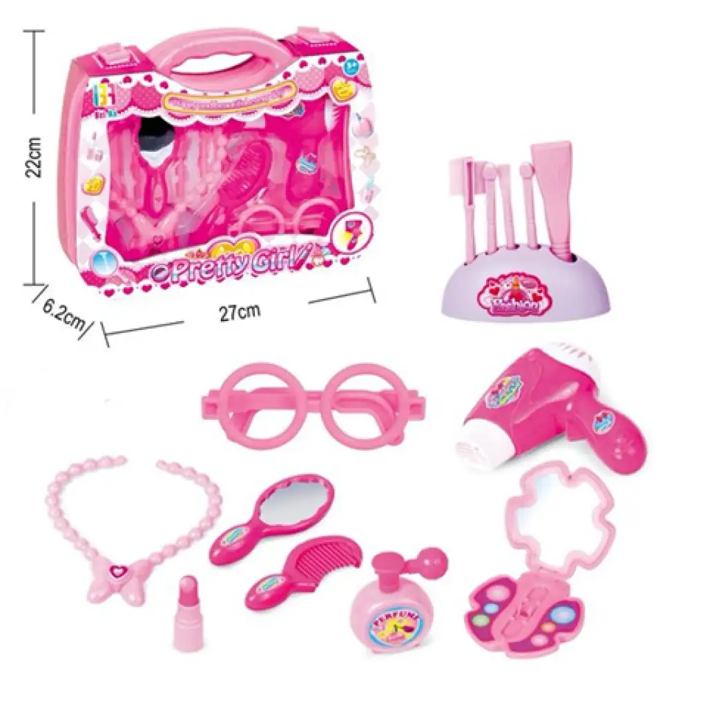 Pretty Girl ružový set krásy v prenosnom kufri s okuliarmi a príslušenstvom kép 2
