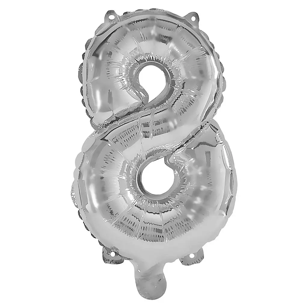 Számos fólia lufi ezüst színben – 8-as szám 32cm kép 1