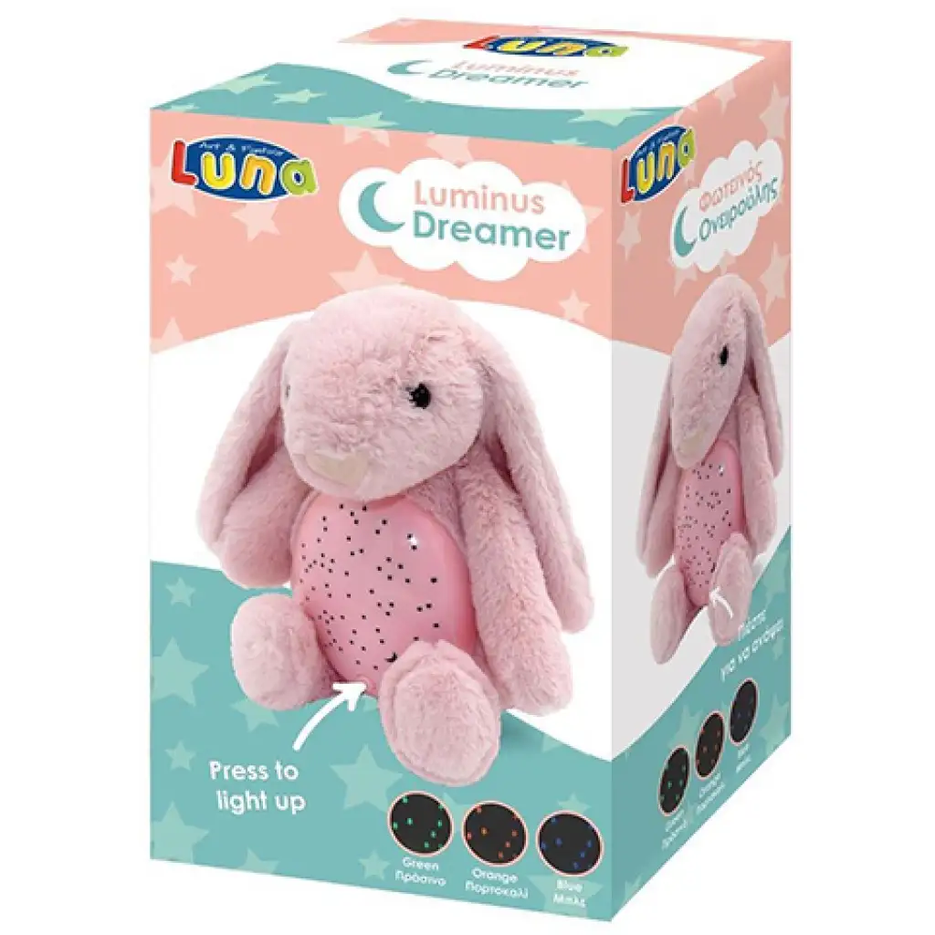 Ružový projektorový plyšový zajac 25x27x19cm