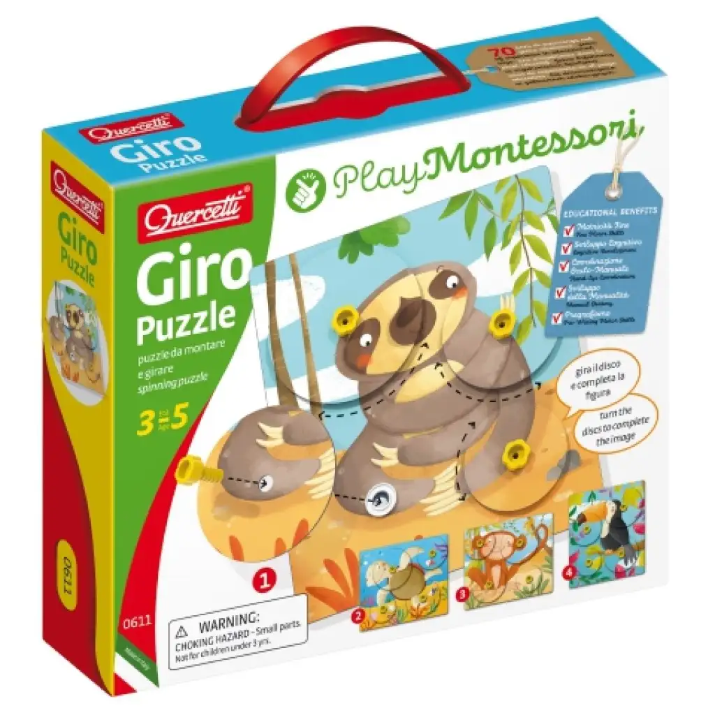 Quercetti: Montessori Giro 4db-os állatos puzzle szett kép 1
