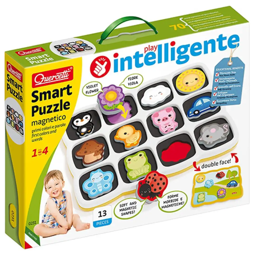 Quercetti: Smart magnetické puzzle Prvé slová a farby