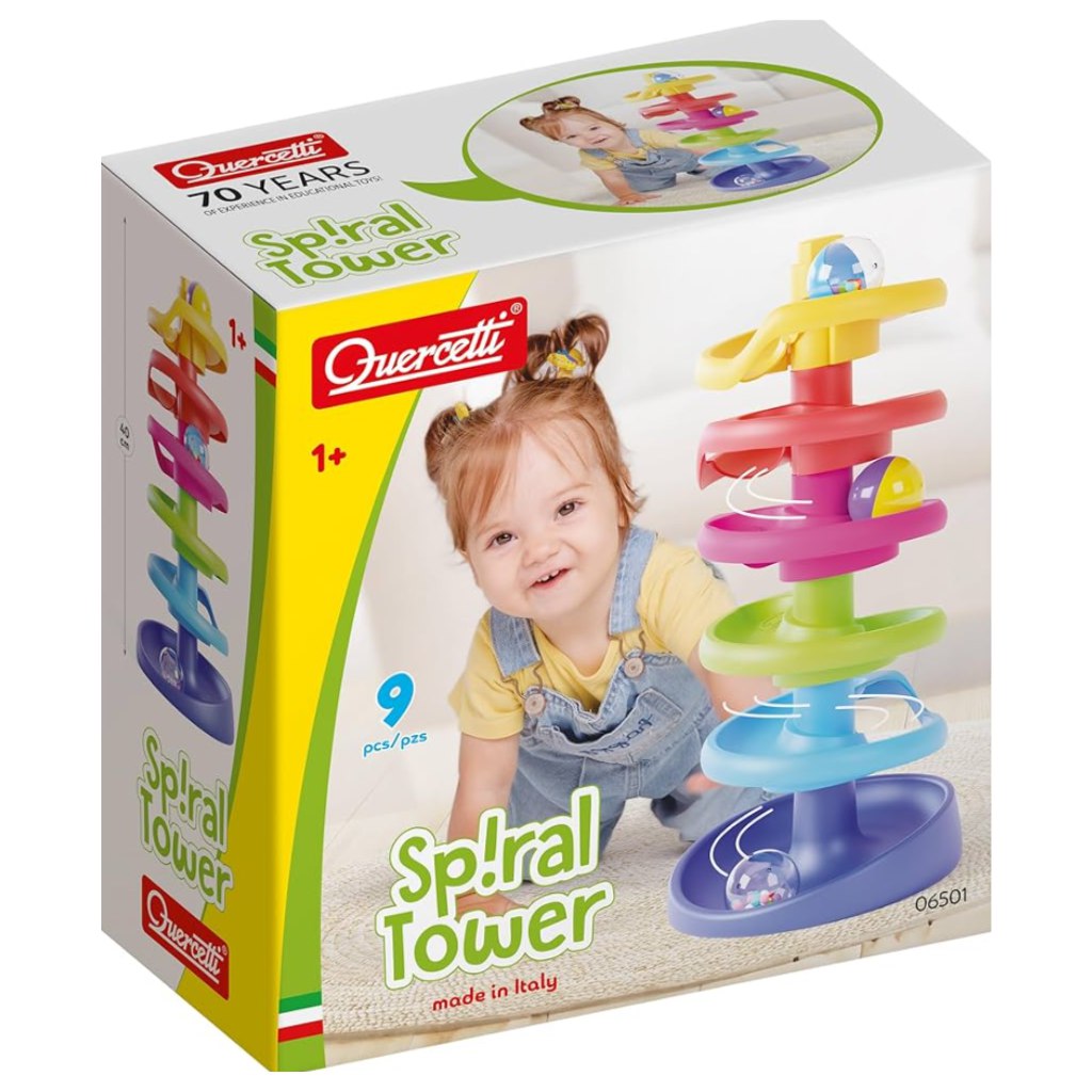 Quercetti: Spiral Tower guľôčková dráha, 10 dielny set