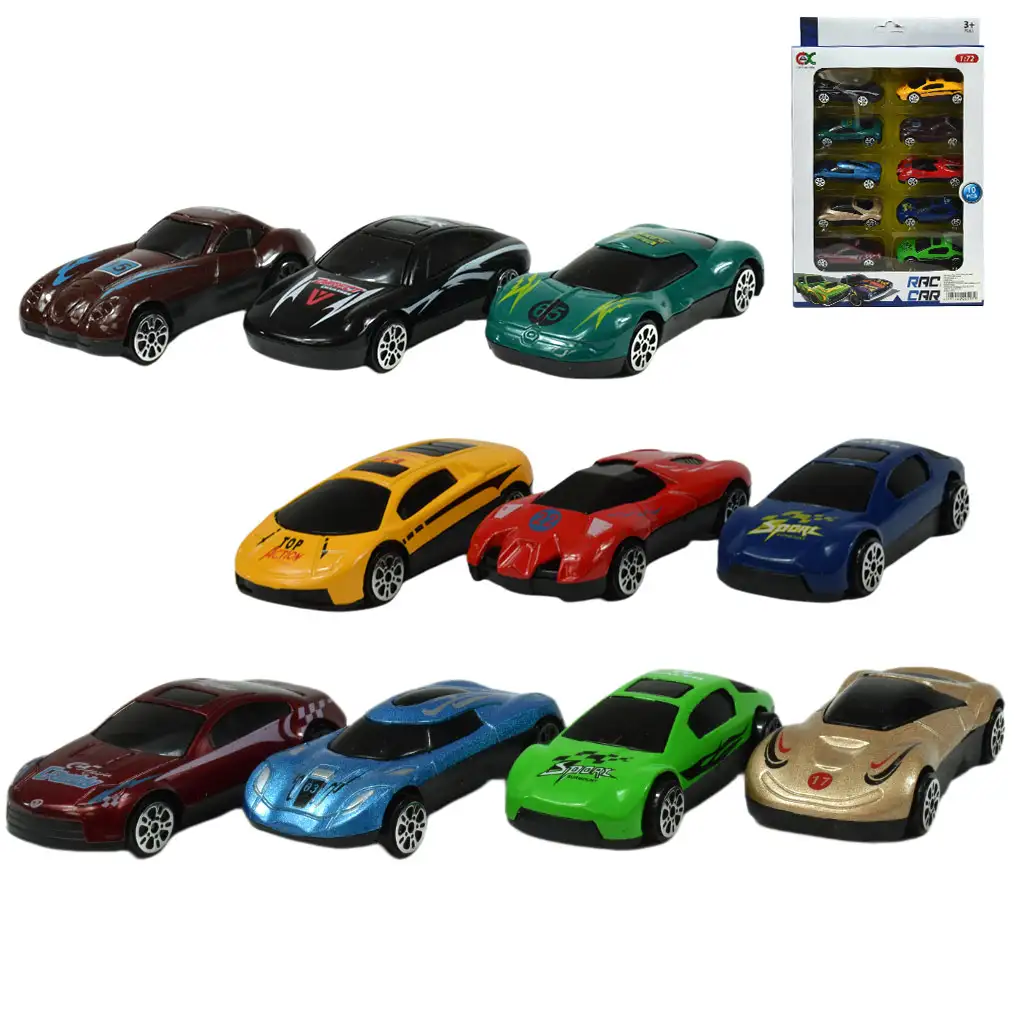 Racing Car: 10-dielny set pretekárskych áut 6cm 1/72