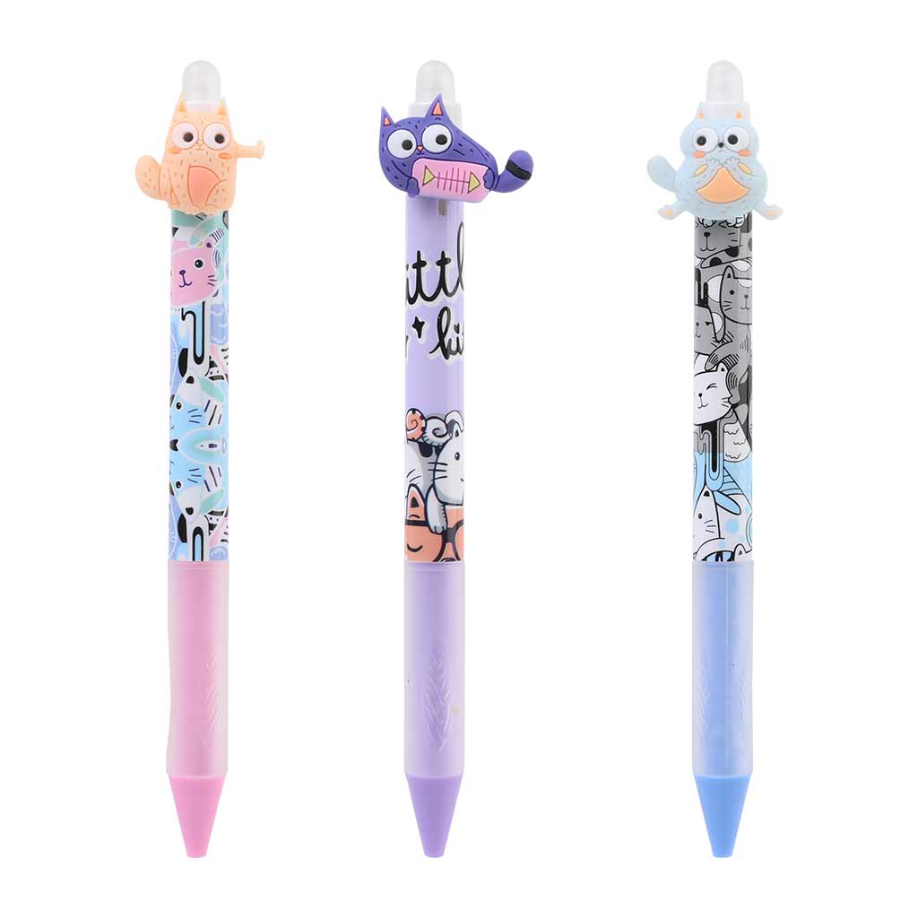 Nebulo: Gélové pero s tlačidlom, ktoré sa dá gumovať, Veselé mačky, rôzne druhy, 1 ks