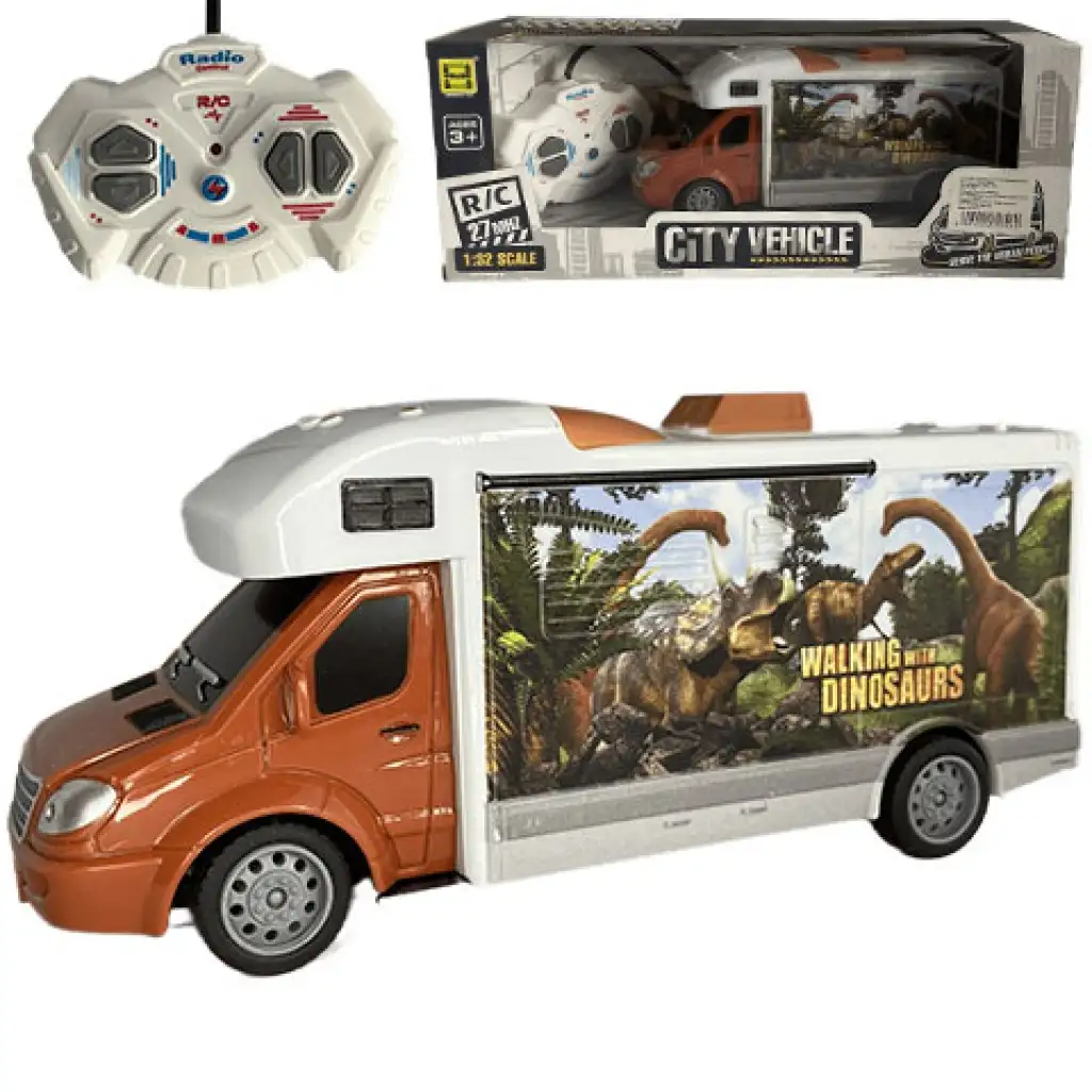 RC Walking with Dinosaurus karavan na diaľkové ovládanie so svetlom 27MHz 1/32 25cm