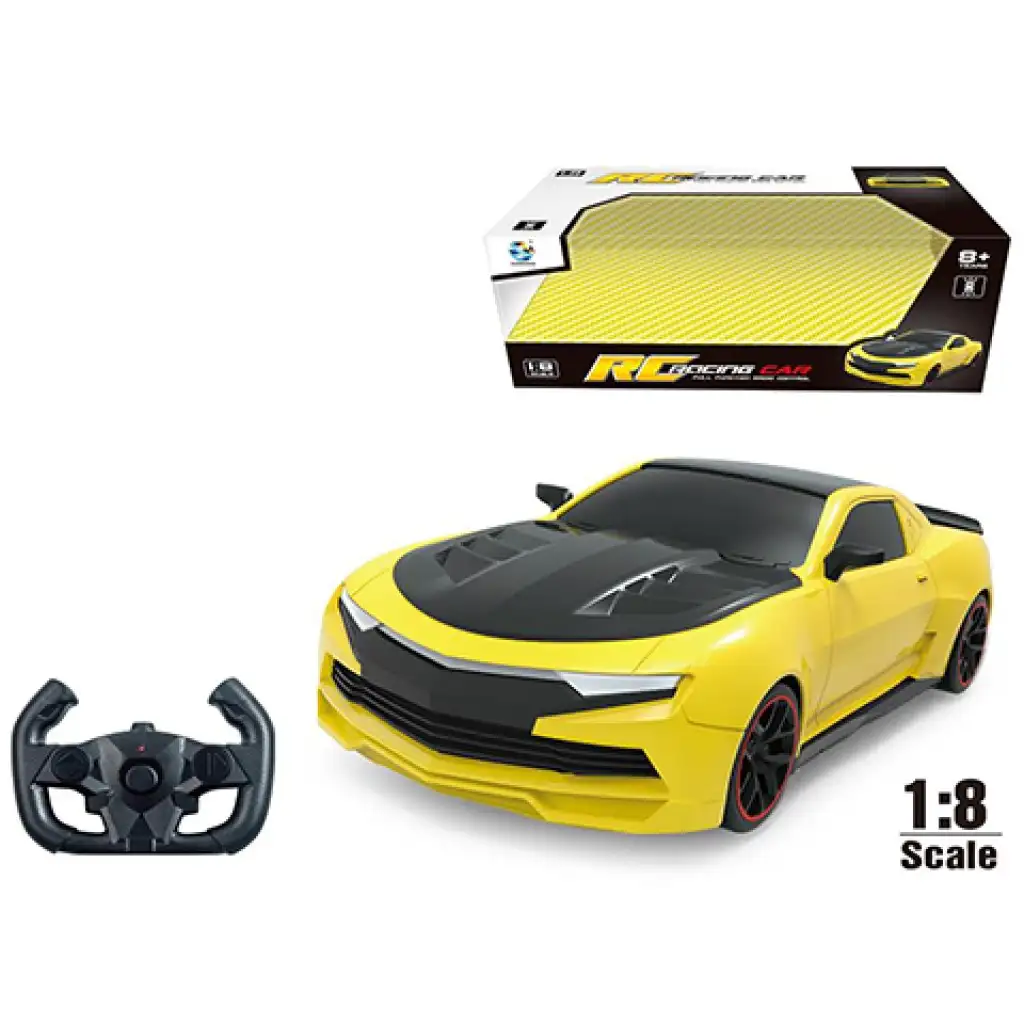 RC XXL Chevrolet Camaro žlto-čierne športové auto na diaľkové ovládanie 1:8