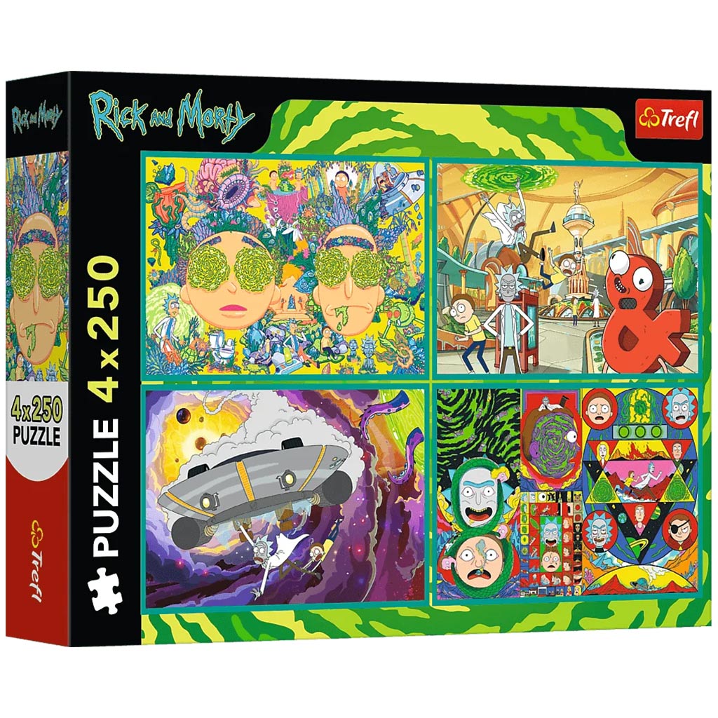 Rick a Morty: Šialené dobrodružstvá 4x250-dielne puzzle - Trefl