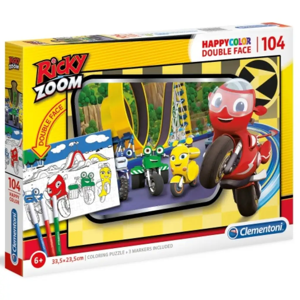Ricky Zoom Double 2 az 1-ben 104db-os színezhető kétoldalas puzzle - Clementoni kép 1