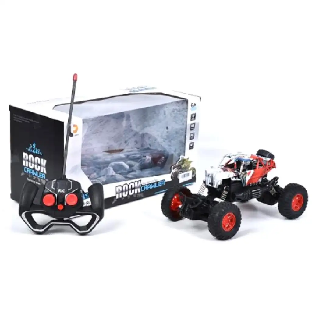 RC Crawler červeno-biele terénne vozidlo na diaľkové ovládanie 1/18 2.4GHz
