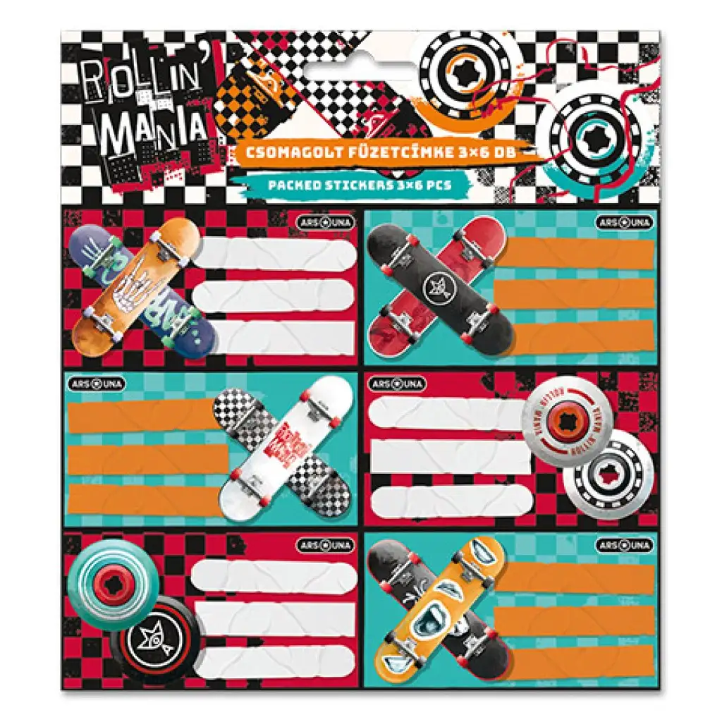 Ars Una: Rollin Mania štítky na zošity 3x6ks