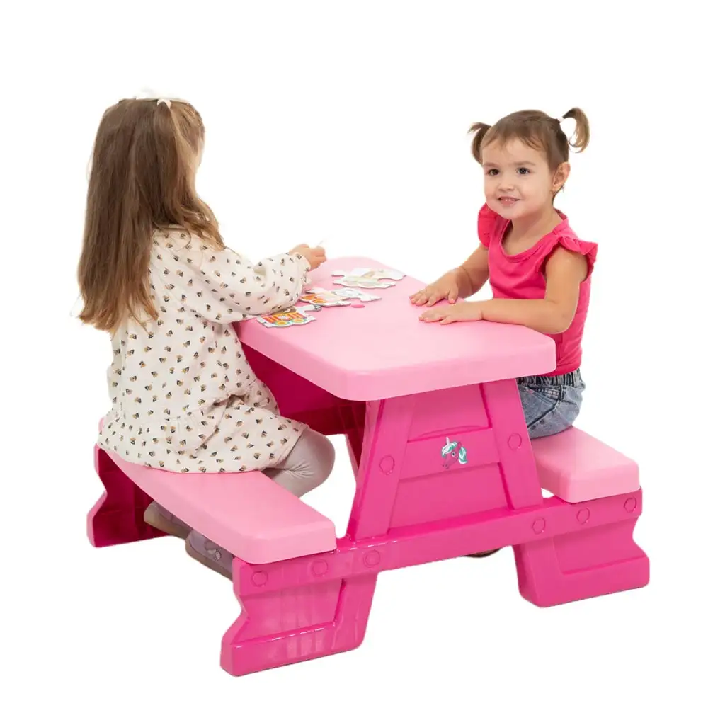 Ružový piknikový stôl 70x79x47cm